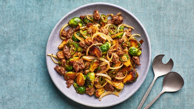 Five-Spice Brussels Sprouts and Sausage Stir-Fry